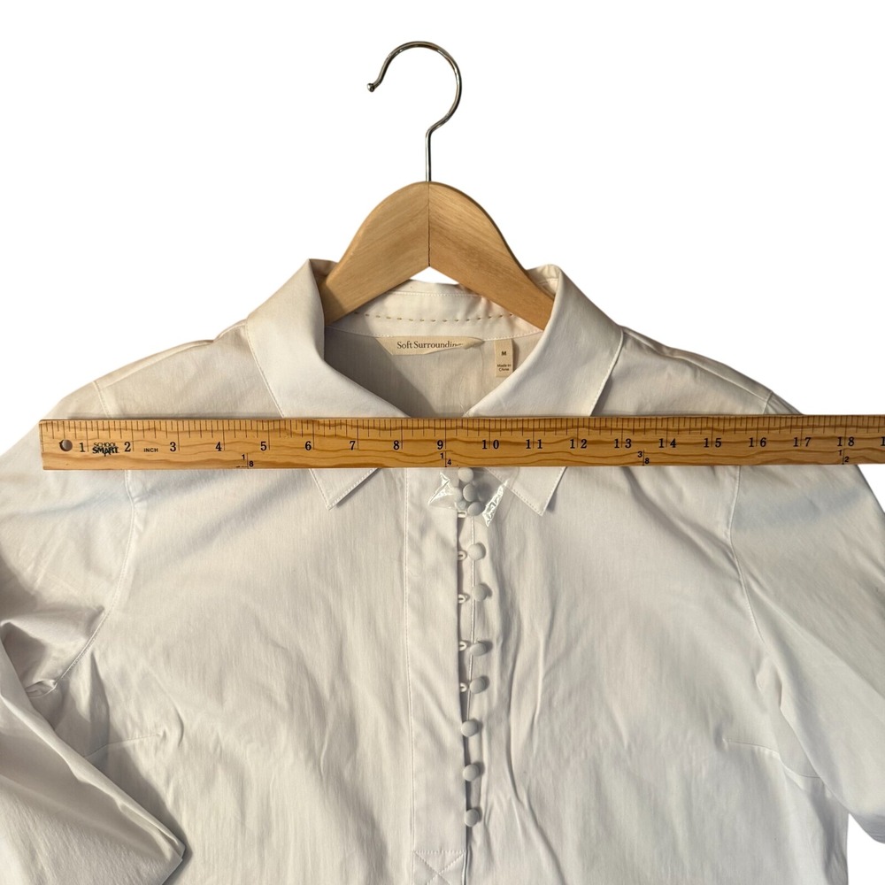 Soft Surroundings Tunic Women M White Excellent Button Front Long Sleeve Poplin - Picture 8 of 9